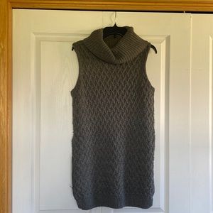 Gray long sleeveless cowl neck sweater